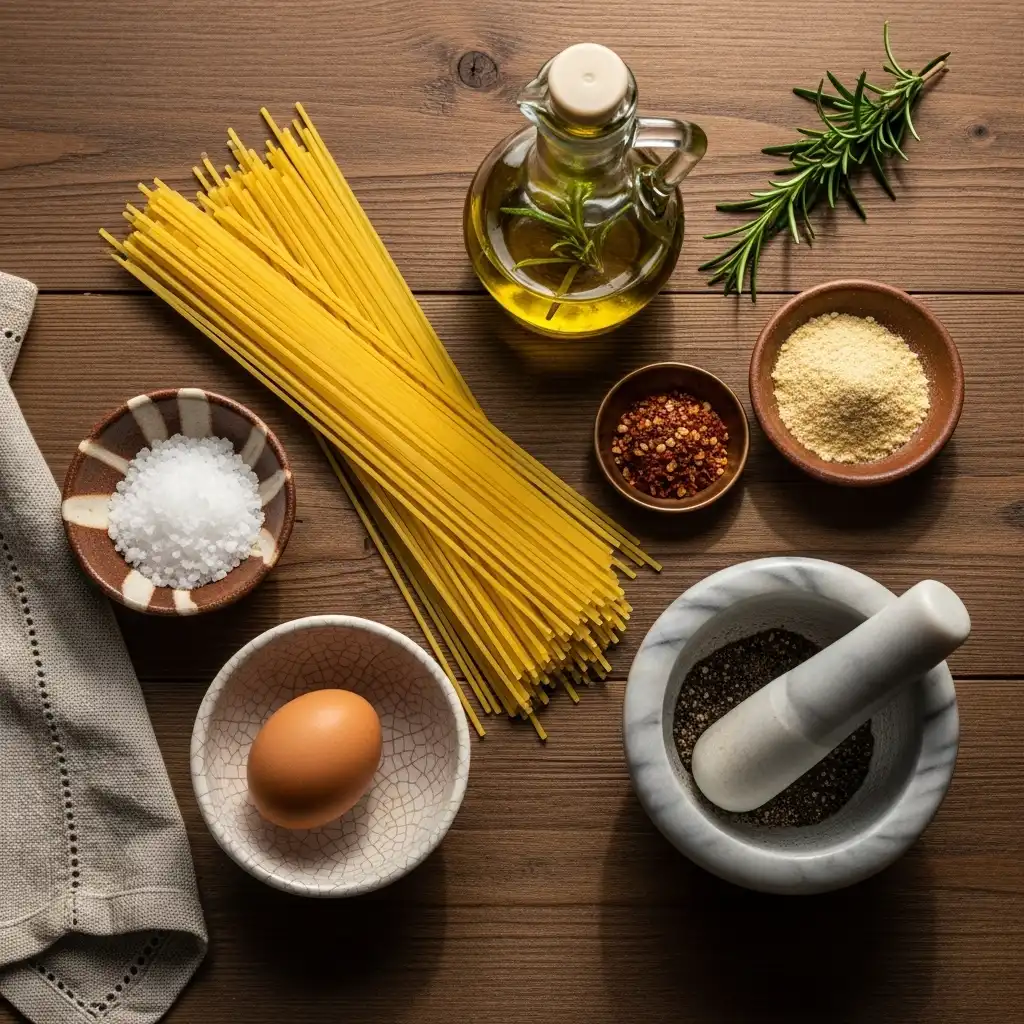 Ingredienti utilizzati negli Spaghetti con l'uomo fritto