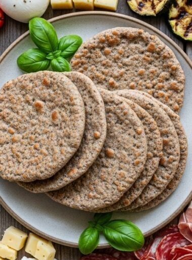 Presentazione finale delle piadine di grano saraceno con contorni.