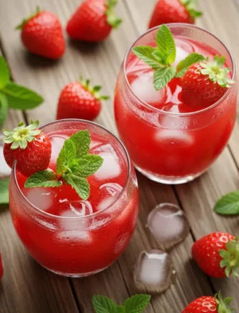 Presentazione finale del succo di fragola visto dall’alto