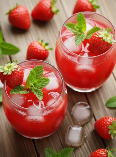 Presentazione finale del succo di fragola visto dall’alto